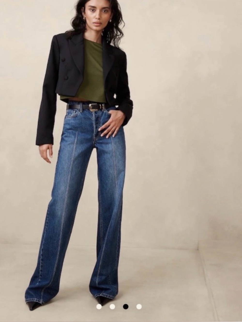 Banana Republic Black Cropped Double-Breasted Blazer